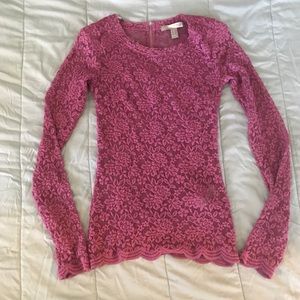 F21 Mauve Floral Lace Top Size XS